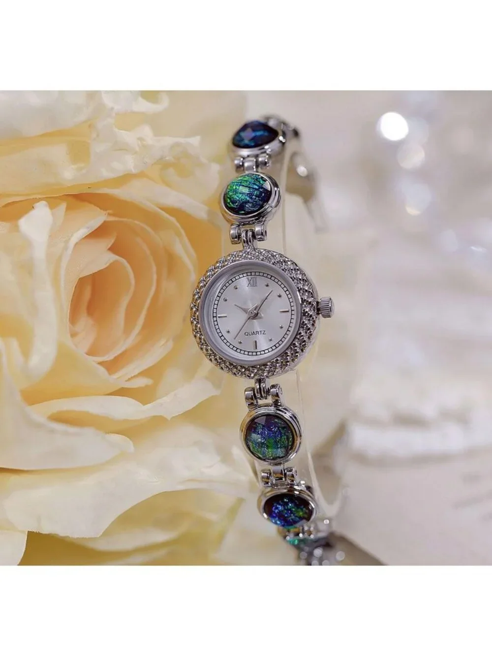 Women's Silver Crystal Diamond Bracelet Watch Stainless Steel Luxury Quartz